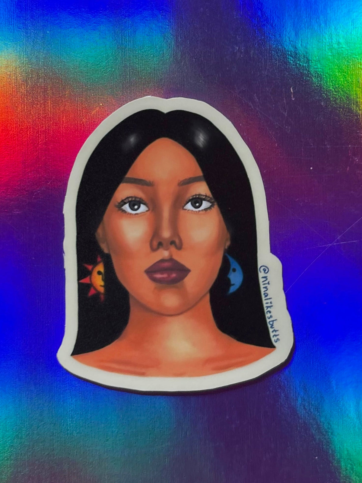 sun & moon earrings sticker
