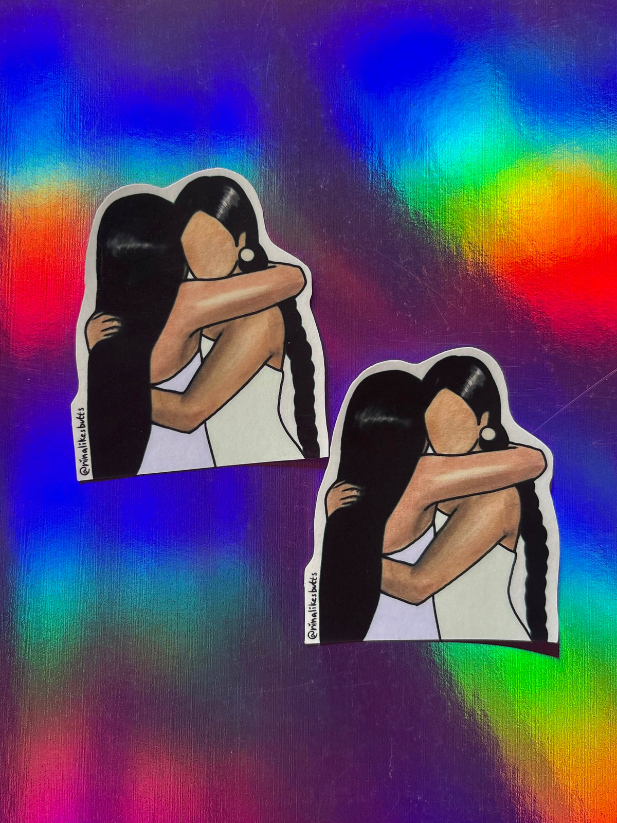 Sisters hugging sticker