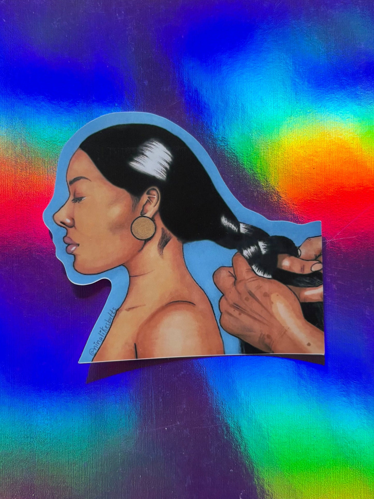 Braided mami cut out sticker