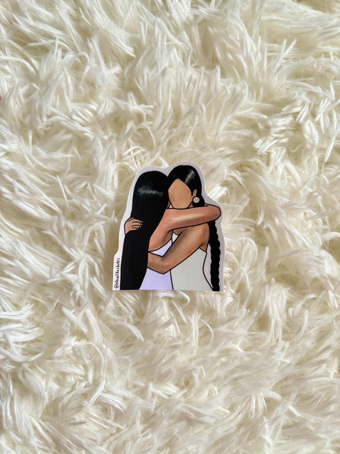 Sisters hugging sticker