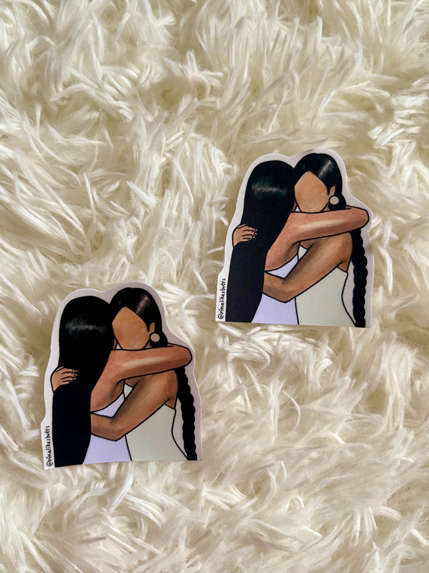 Sisters hugging sticker