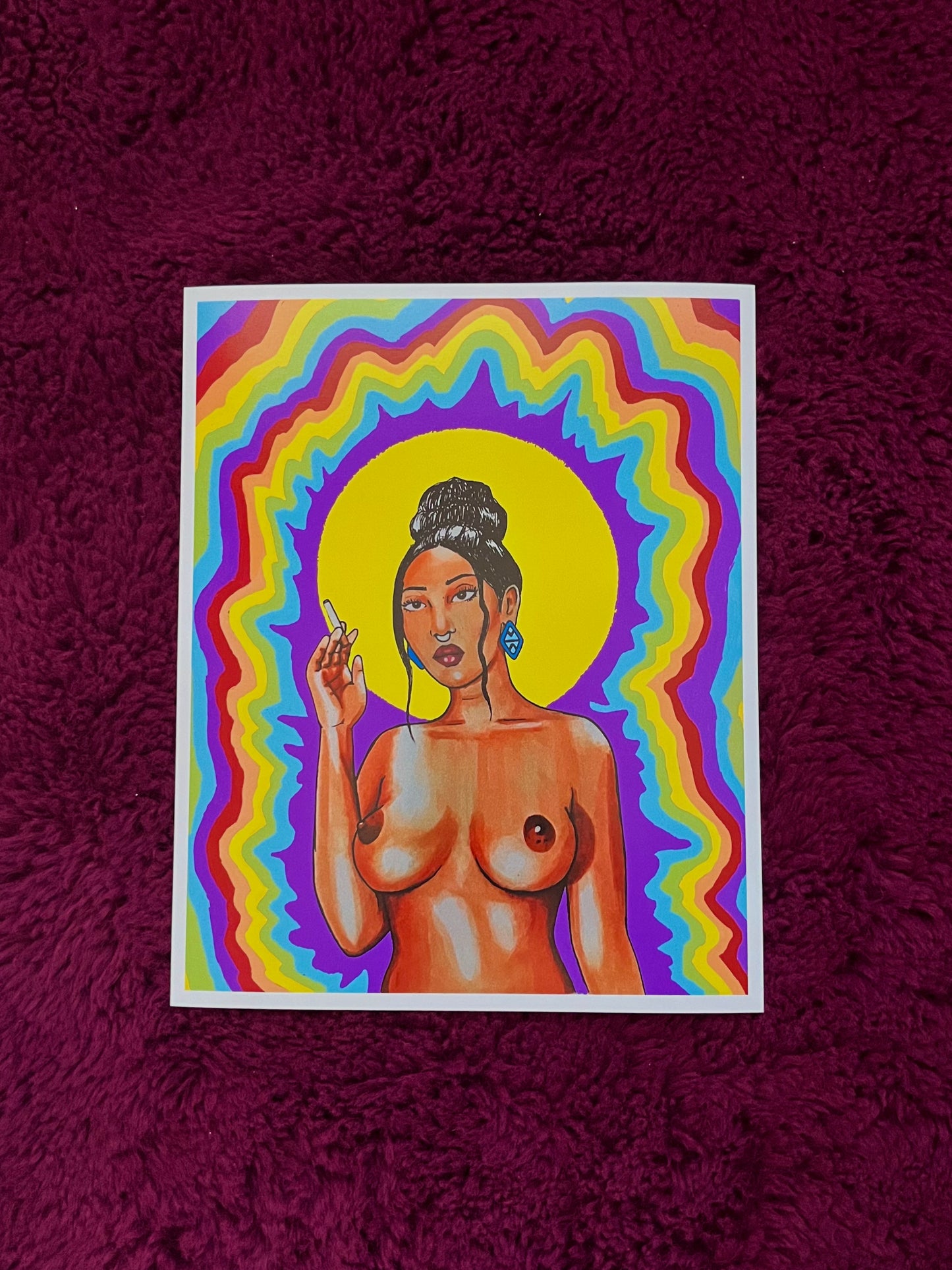 Smoking girl print