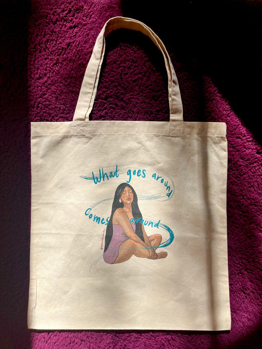 What goes around tote bag