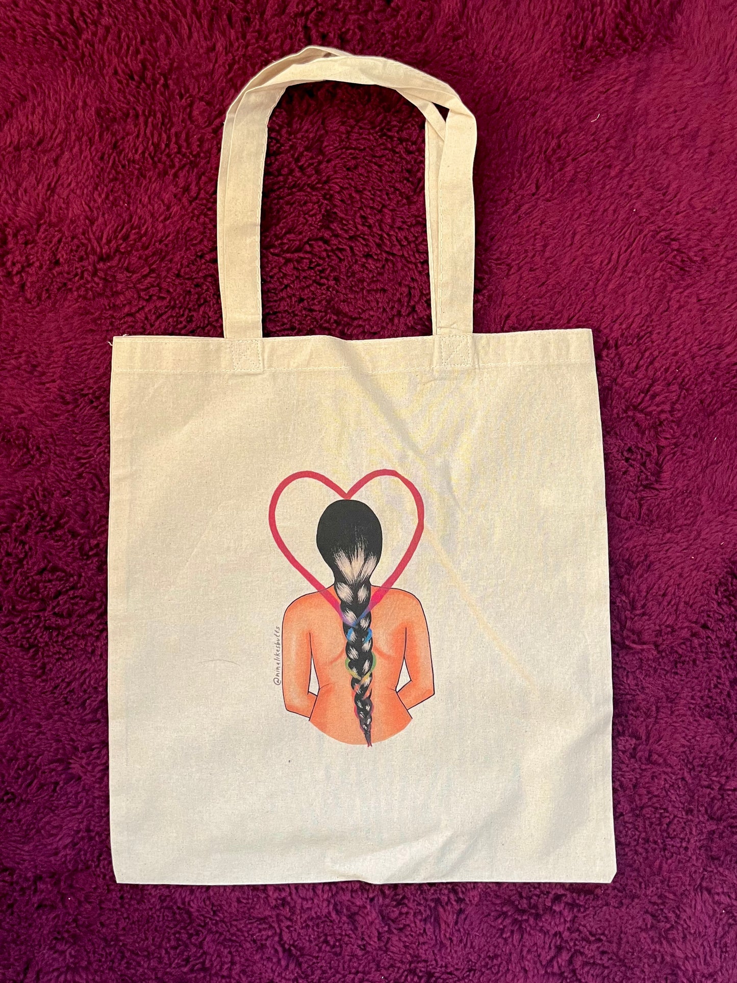 Braided love tote bag