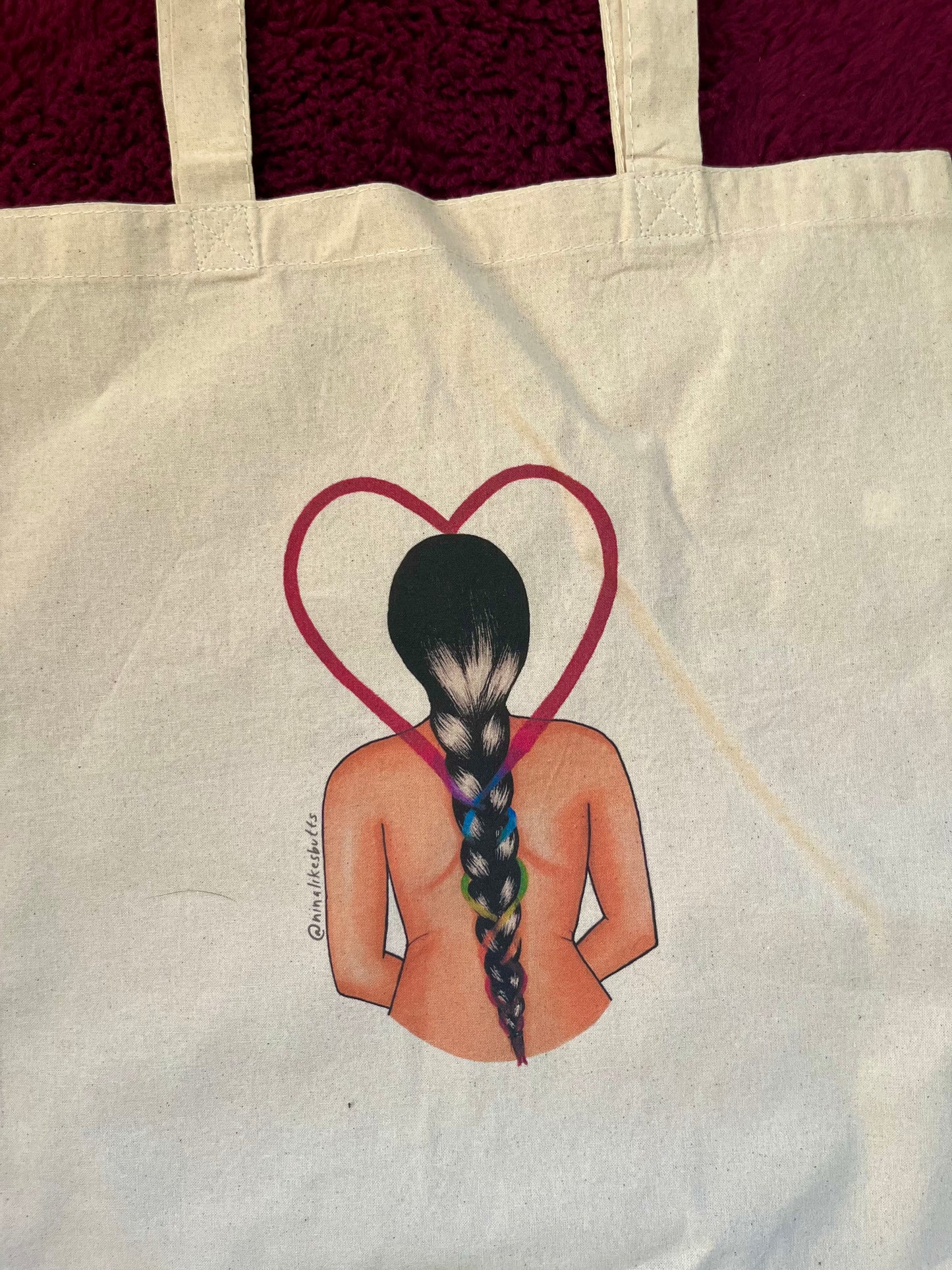 Braided love tote bag