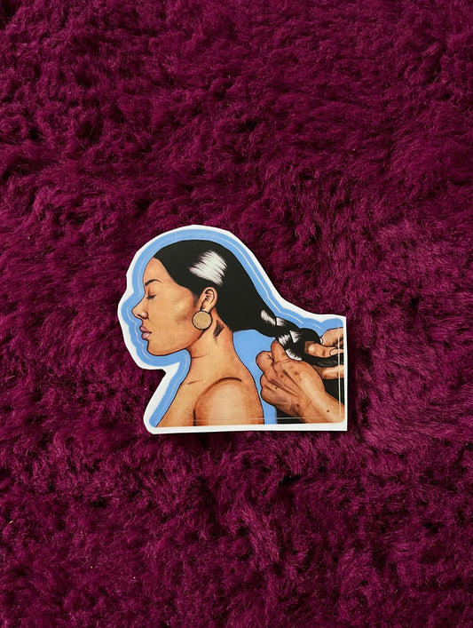 Braided mami cut out sticker