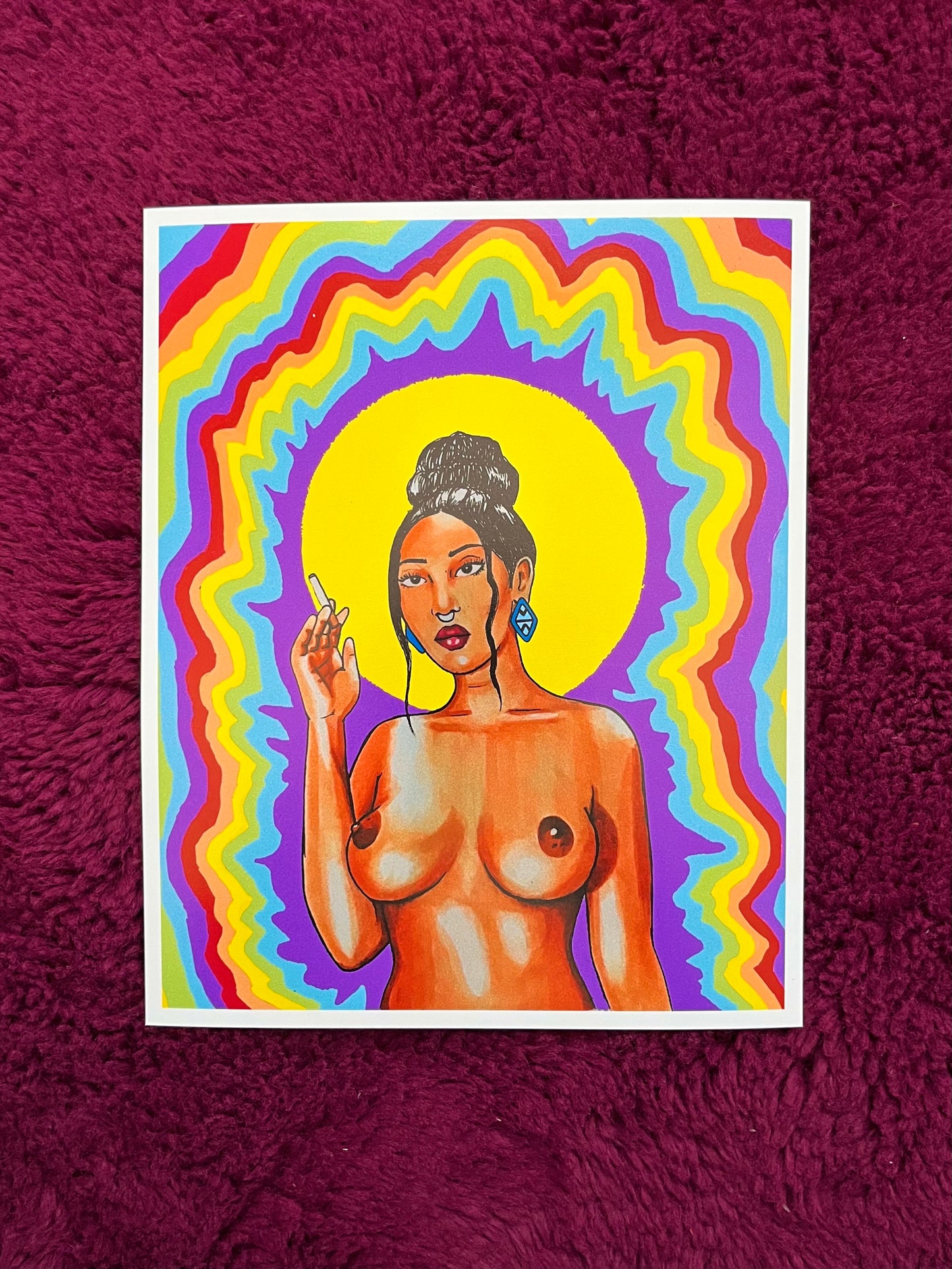 Smoking girl print